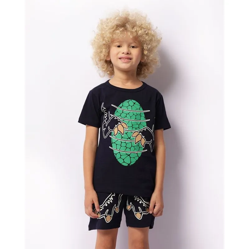 Pijama Infantil Curto Estampa Ovo De Dinossauro Marinho 6
