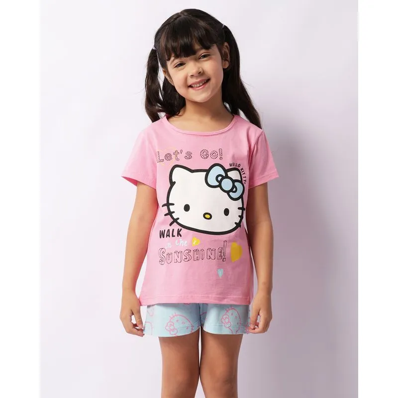 Pijama Infantil Curto Estampa Hello Kitty Rosa 4