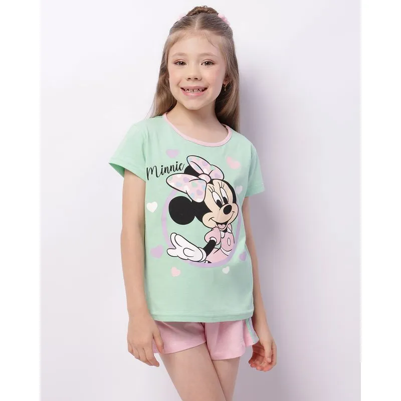 Pijama Infantil Curto Disney Minnie Verde 10