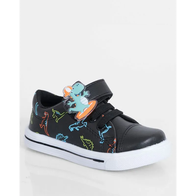 Tênis Bebê Estampado Dinossauro Preto 24