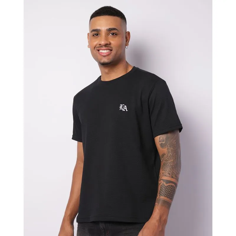 Camiseta Masculina Texturizada Manga Curta Preto GG