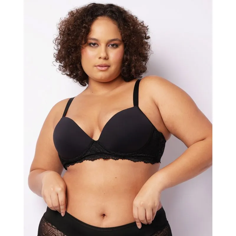 Sutiã Plus Size Feminino Com Base E Renda Preta 48