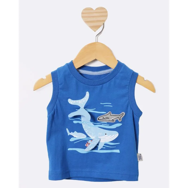 Regata Bebê Estampa Interativa Baleia Azul M