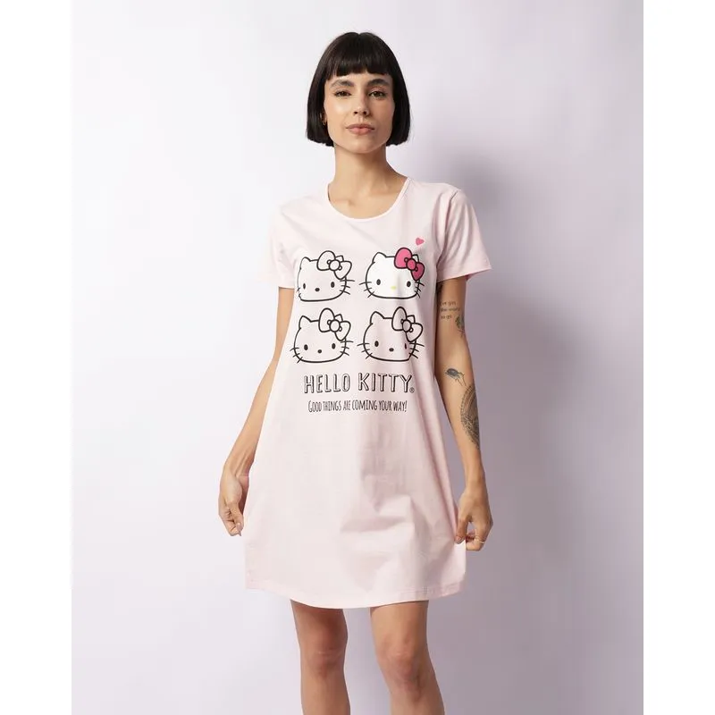 Camisola Feminina Manga Curta Hello Kitty Rosa G