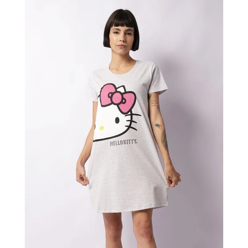 Camisola Feminina Manga Curta Hello Kitty Cinza G