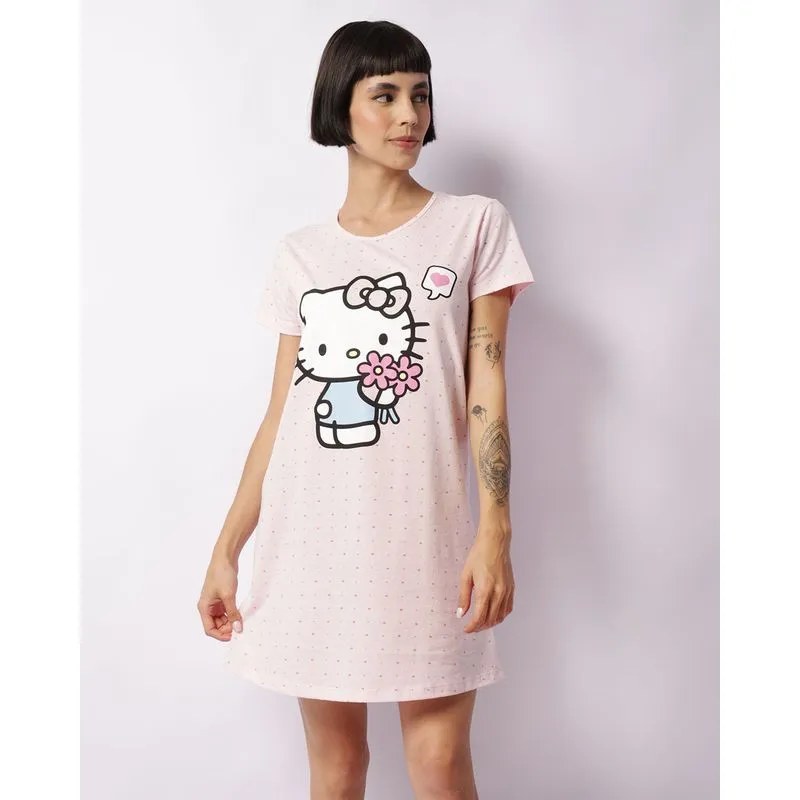 Camisola Feminina Manga Curta Sanrio Hello Kitty Rosa M