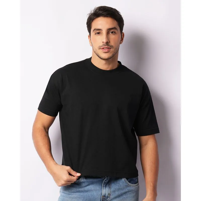 Camiseta Masculina Cropped Premium Manga Curta Preta M