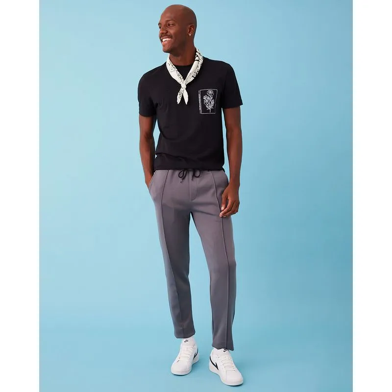 Calça Masculina Reta Helanca Cinza GG