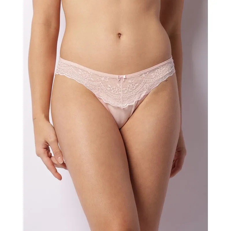 Calcinha Feminina Fio Dental Renda Com Lacinho Rosa GG
