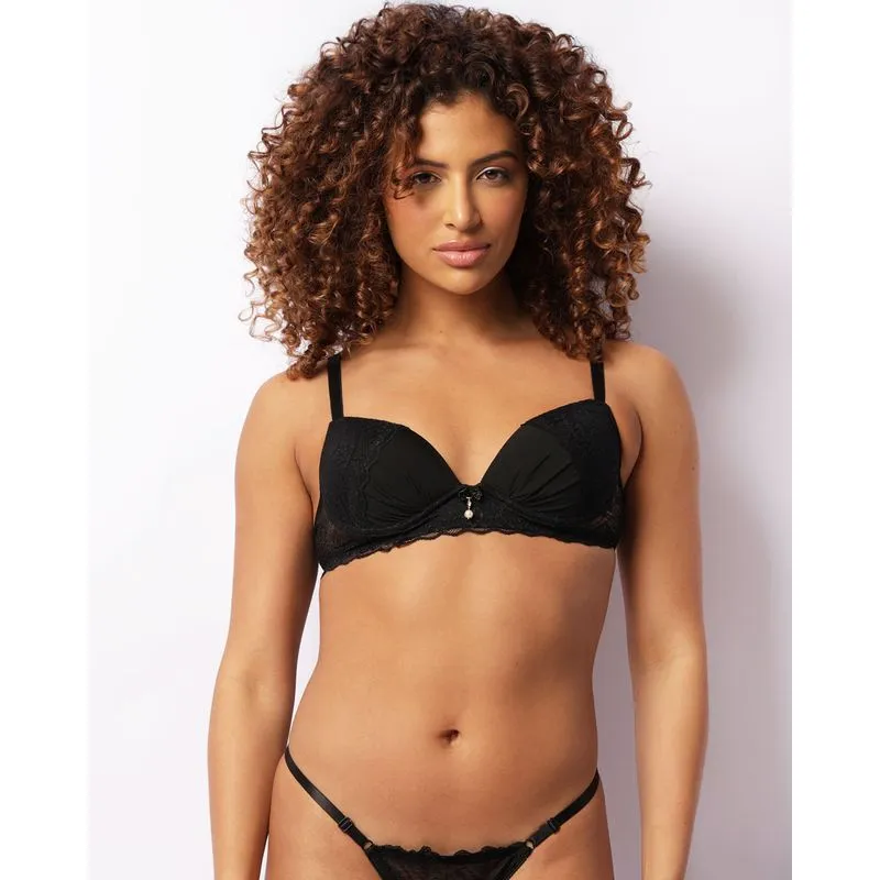 Sutiã Feminino Base Com Bojo E Renda Drapeado Preto 42