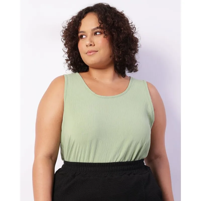 Regata Plus Size Feminina Texturizada Verde G3