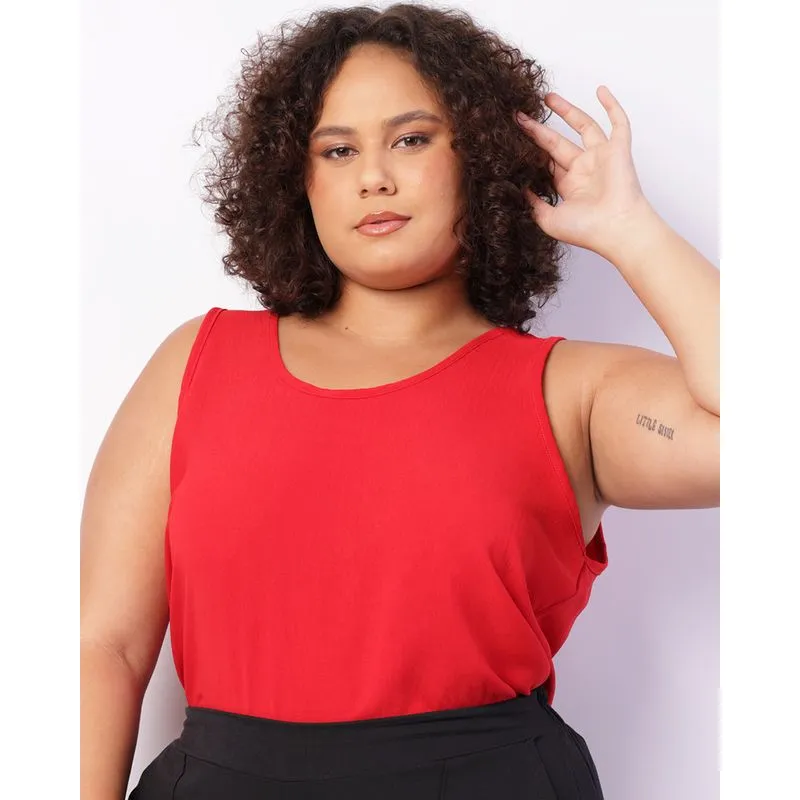 Regata Plus Size Feminina Texturizada Vermelha G2