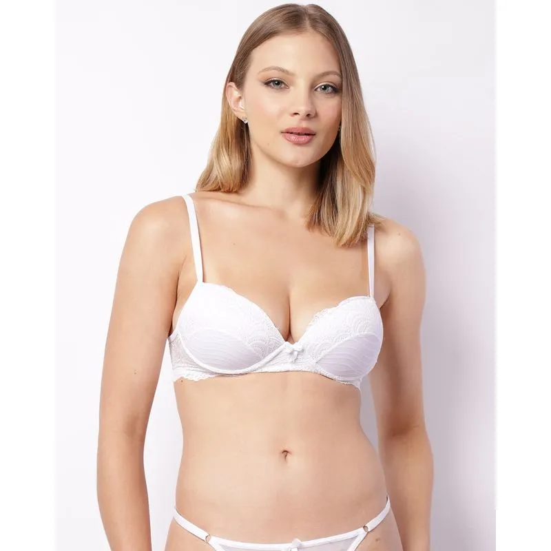 Sutiã Feminino Com Base E Bojo Tule Renda Branco 46