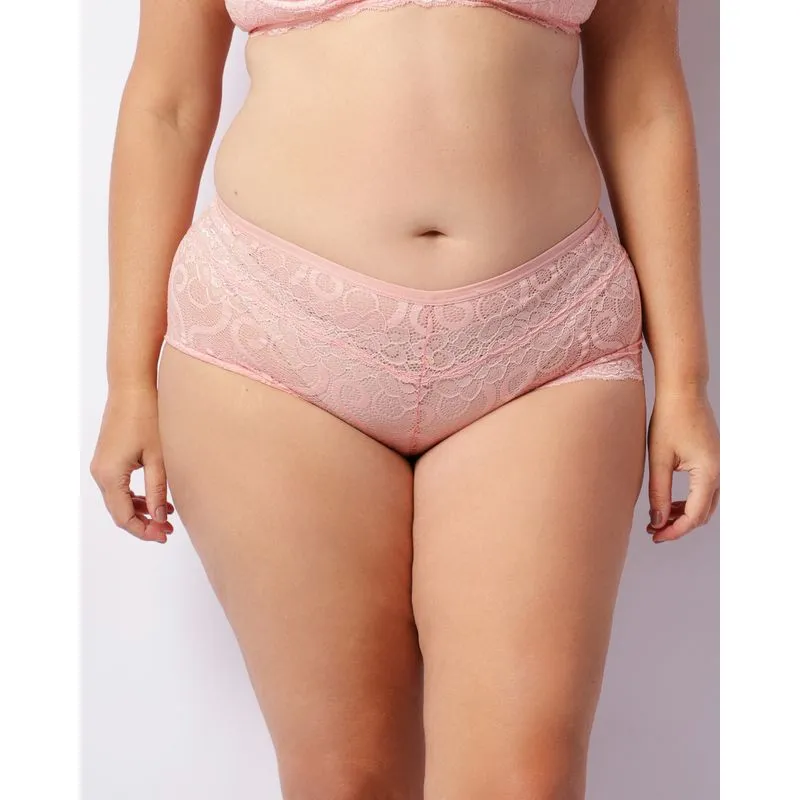 Calcinha Plus Size Feminina Caleçon Com Renda Rosa 46