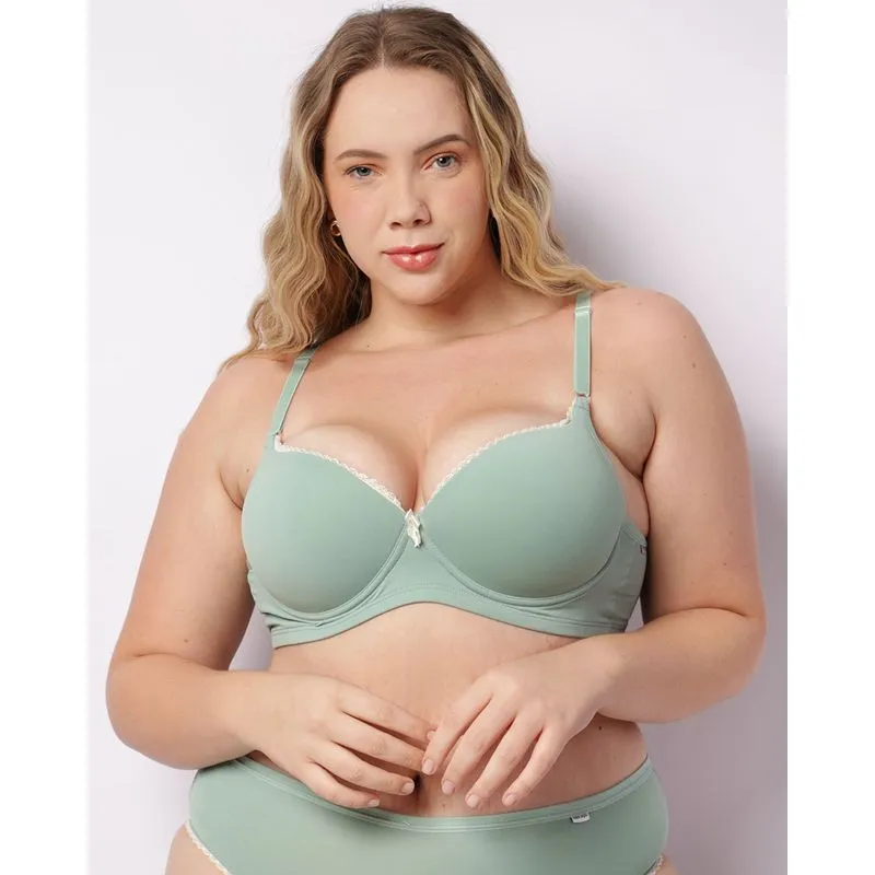 Sutiã Plus Size Feminino Com Base Detalha Renda Verde 46