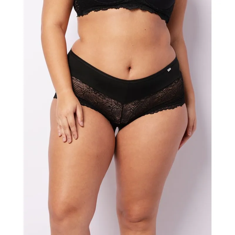 Calcinha Plus Size Feminina Caleçon Com Renda Preta 46
