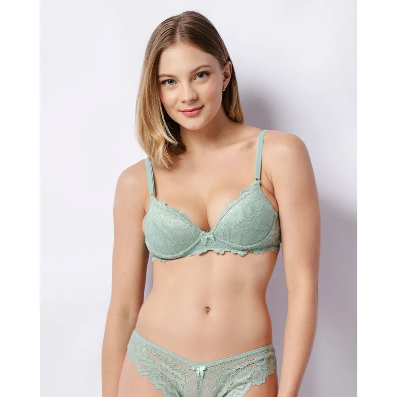 Sutiã Feminino Bojo Base Renda Com Lacinho Verde 42