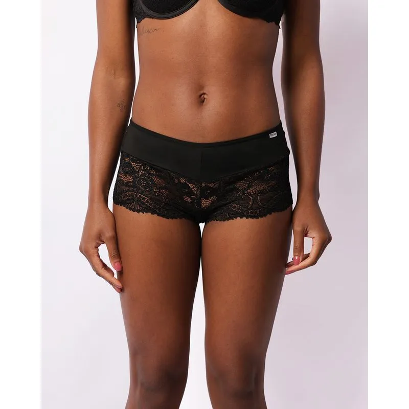 Calcinha Feminina Caleçon Com Renda Preto M