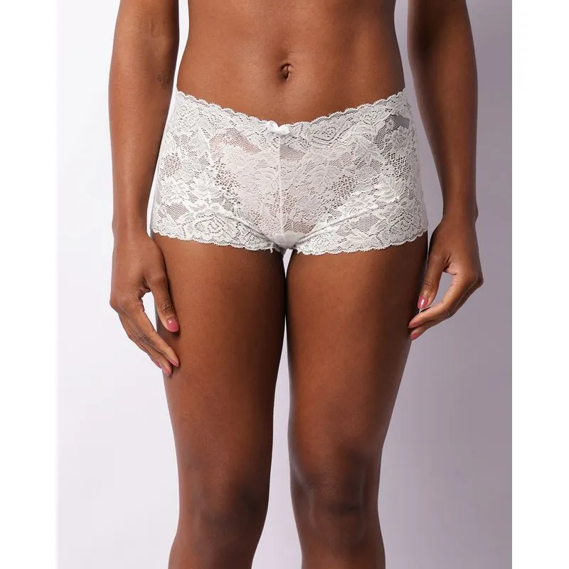 Calcinha Feminina Caleçon Renda Com Laço Branca M