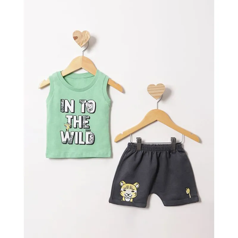 Conjunto Regata Curto Estampa Bichinhos Verde P