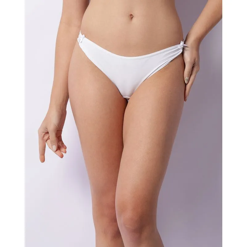 Calcinha Feminina Fio Dental Renda Com Laço Branca M