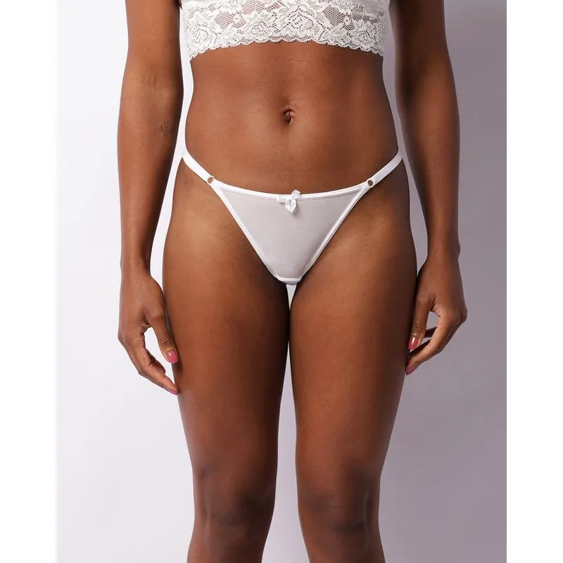 Calcinha Feminina String Com Renda E Tule Branca GG