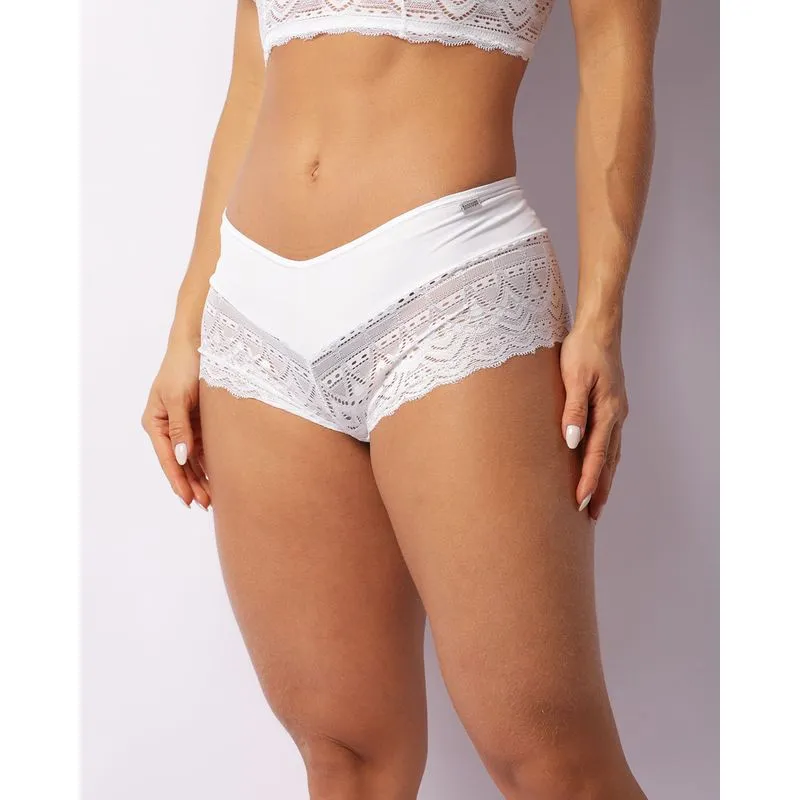 Calcinha Feminina Caleçon Com Renda Branca GG