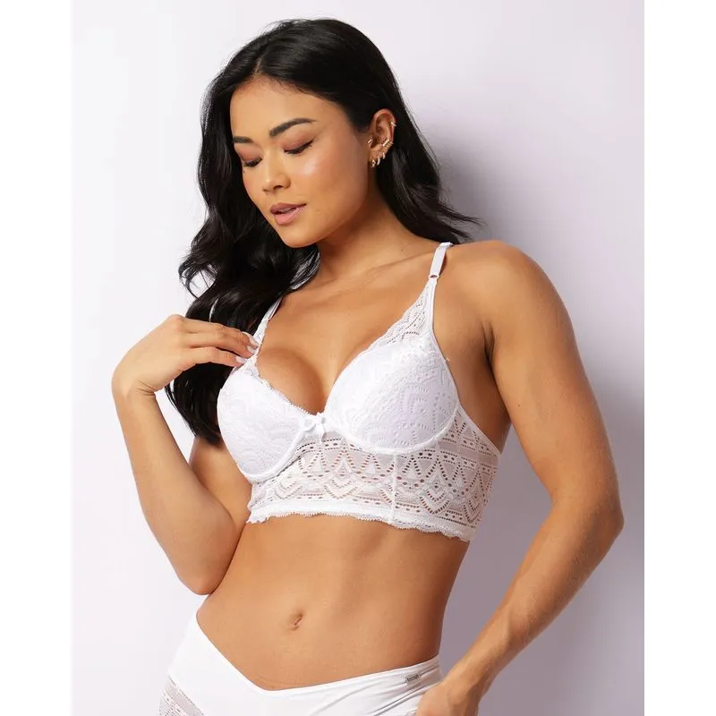 Sutiã Feminino Base Com Bojo E Renda Branco 46