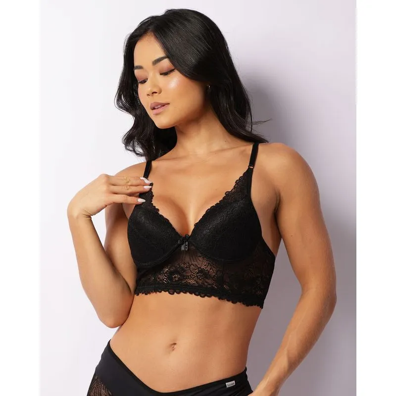 Sutiã Feminino Base Com Bojo E Renda Preto 46