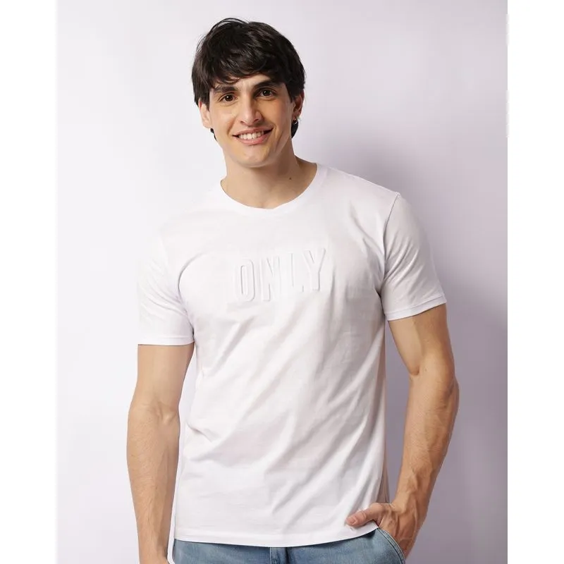 Camiseta Masculina Manga Curta Estampa Only Branca GG