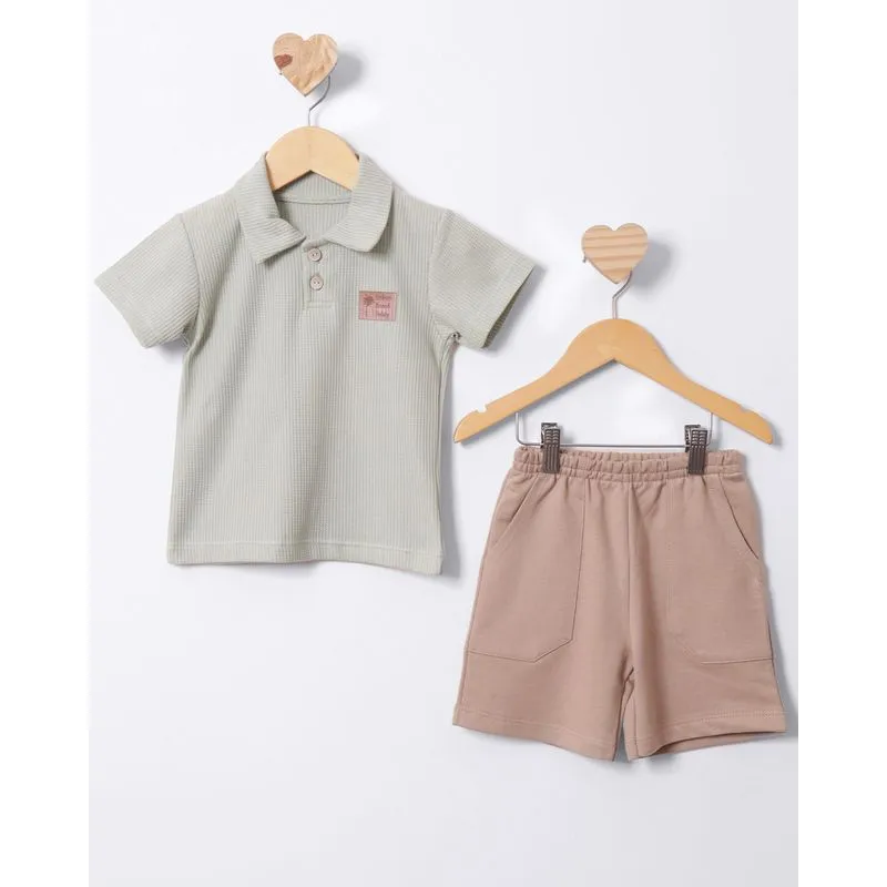 Conjunto Bebê Curto Polo Texturizado Verde 1