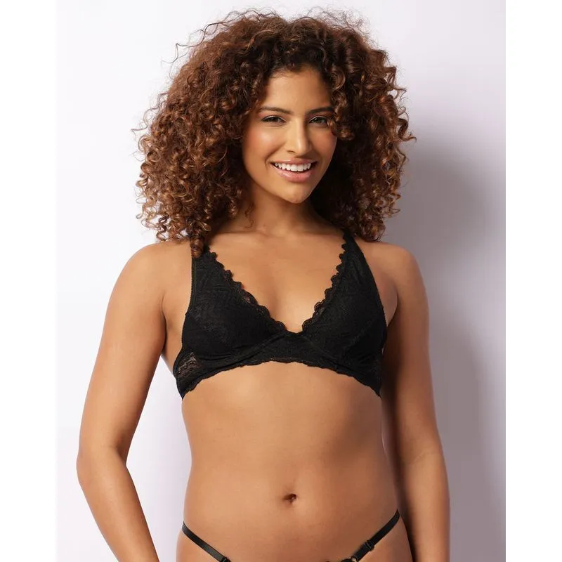 Sutiã Feminino Triângulo Sem Bojo Com Renda Preto 40