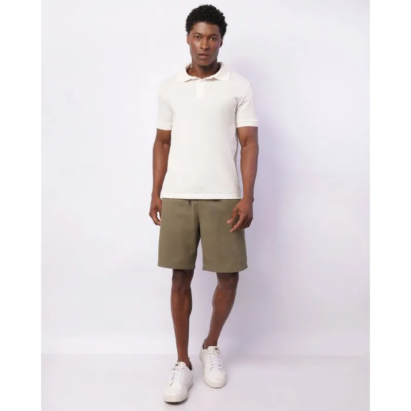Short Masculino Reto Viscolinho Bolsos Cordão Verde G