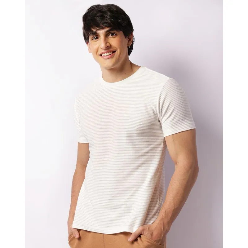 Camiseta Masculina Texturizada Com Bordado Manga Curta Off White G