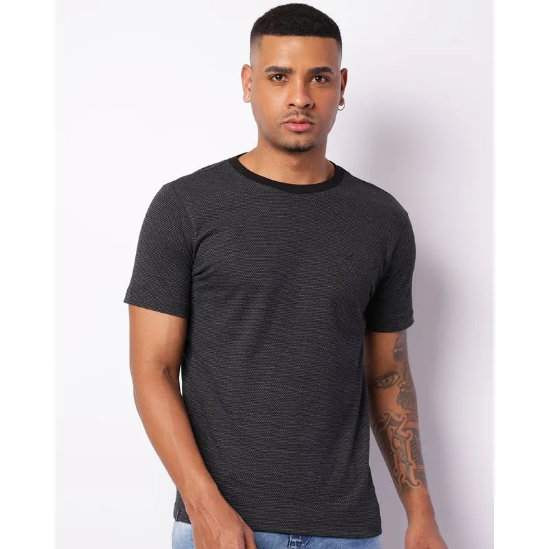 Camiseta Masculina Manga Curta Texturizada Colméia Preta M