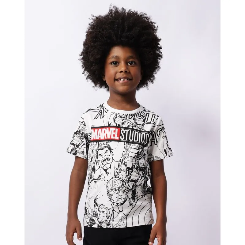 Camiseta Infantil Manga Curta Marvel Os Vingadores Branca 6