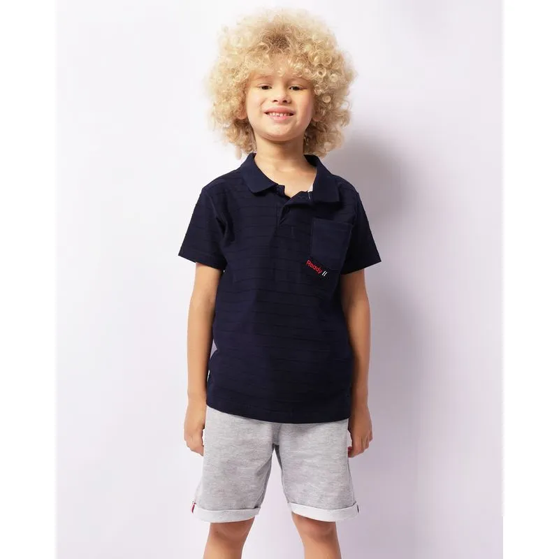 Conjunto Infantil Curto Texturizado Com Bolso Marinho 8