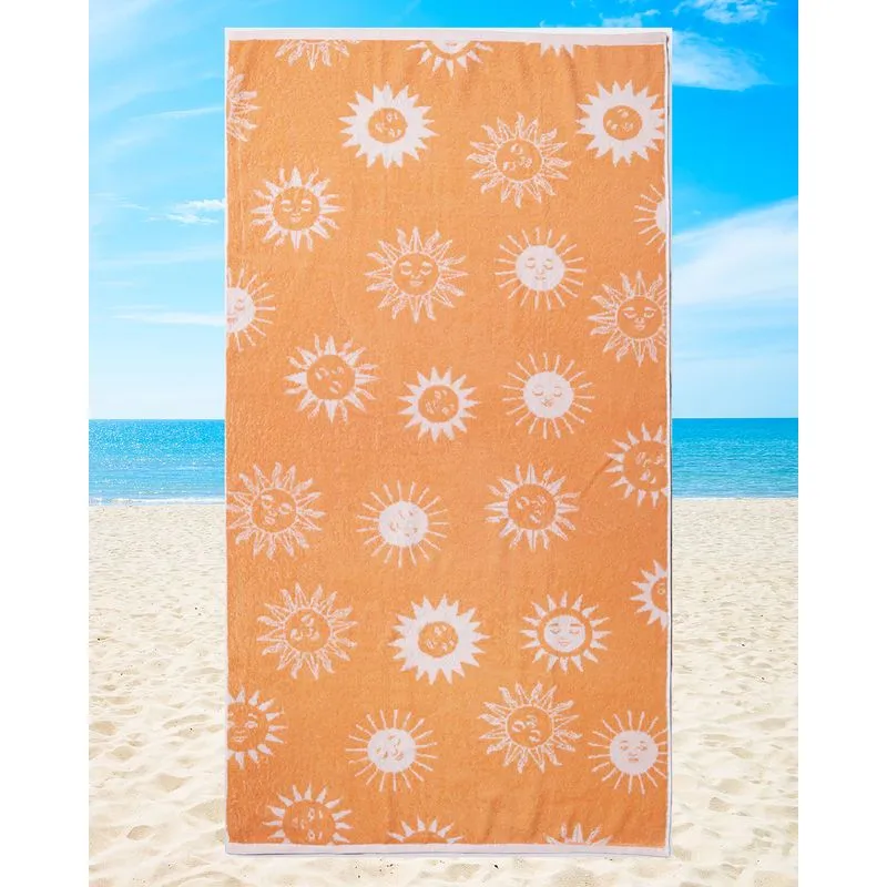 Toalha Banhão De Praia 80cm x 150cm Estampada Sol Laranja UN