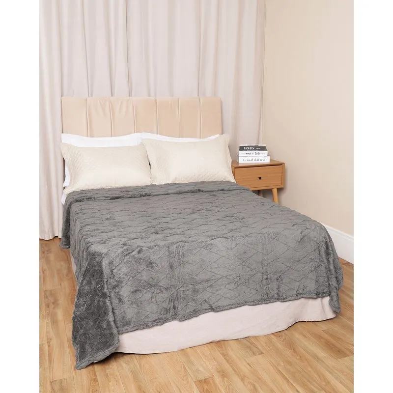 Cobertor Queen Corttex Home Desingn 220cm x 240cm Cinza UN