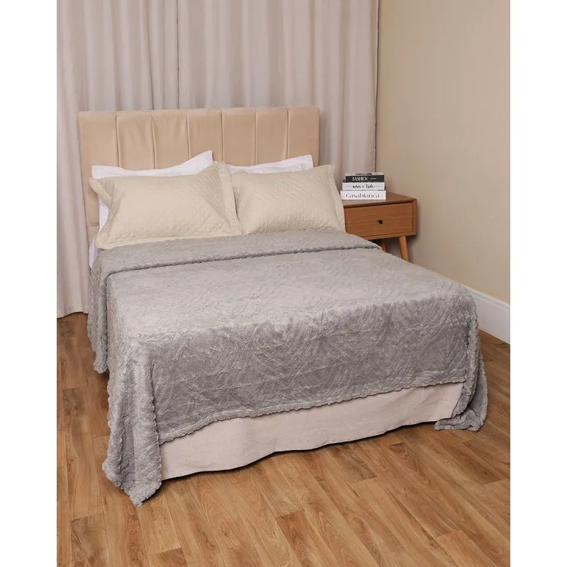 Cobertor Queen Corttex Home Desingn 220cm x 240cm Cinza Claro UN