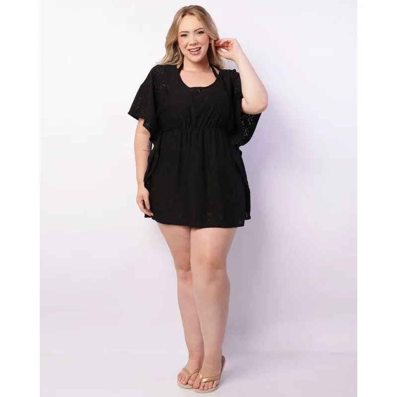 Saída de Praia Vestido Plus Size Laise Preto 52