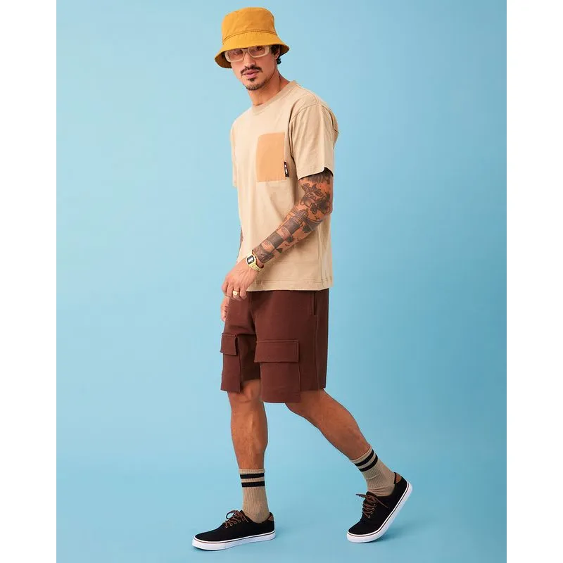 Bermuda Masculina Texturizada Com Bolso Frontal Marrom M