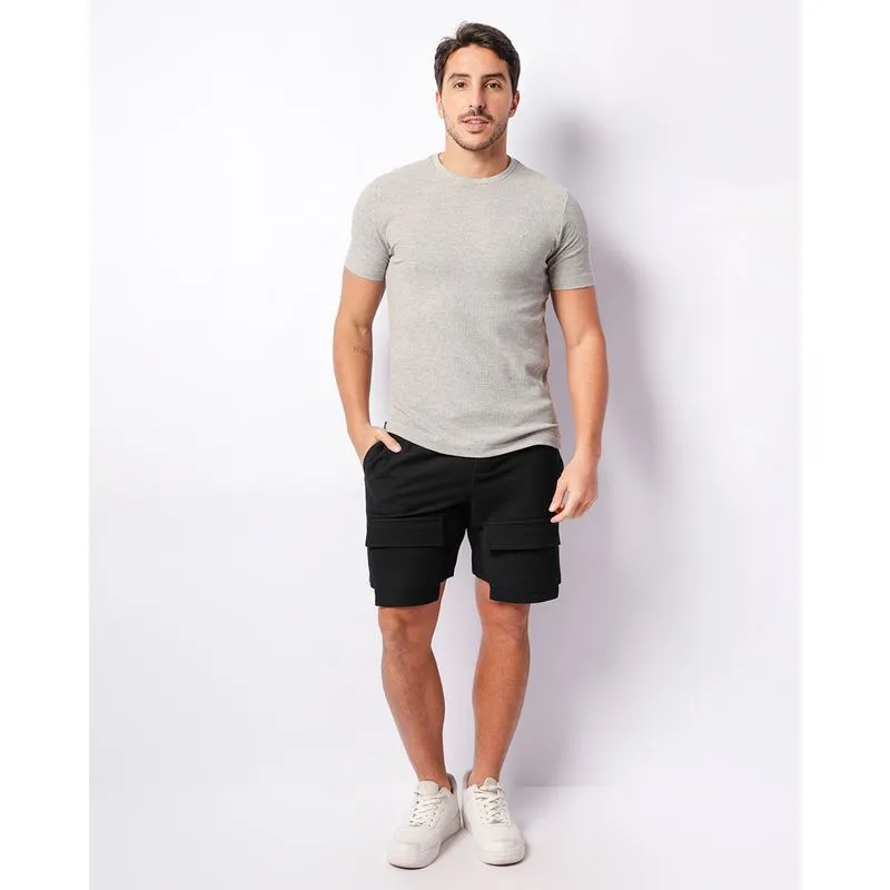 Bermuda Masculina Texturizada Com Bolso Frontal Preta P