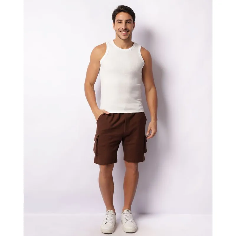 Bermuda Masculina Moletinho Reta Bolso Cargo Marrom G