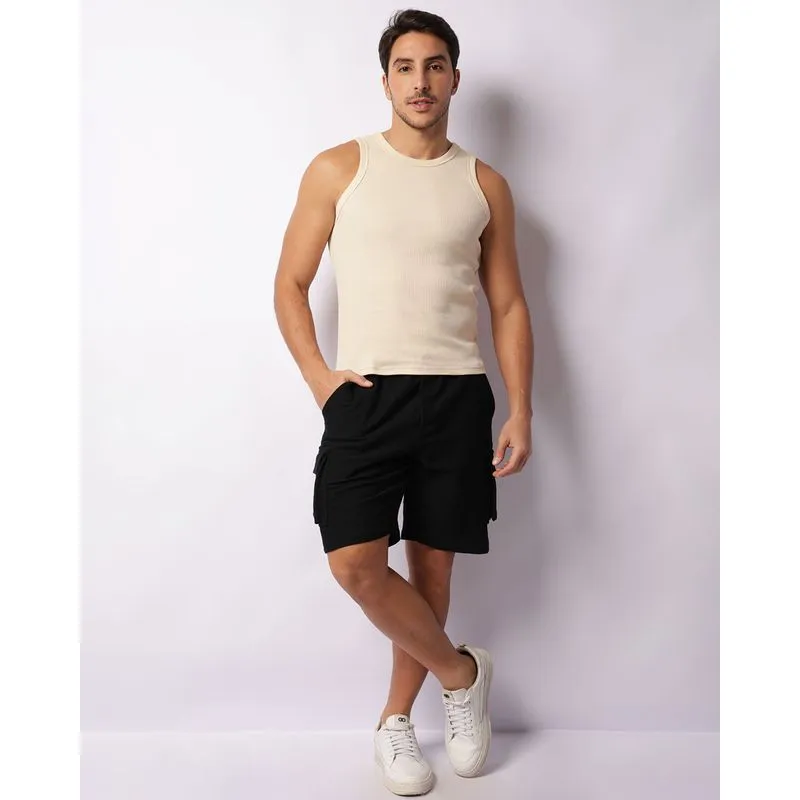 Bermuda Masculina Moletinho Reta Bolso Cargo Preta G