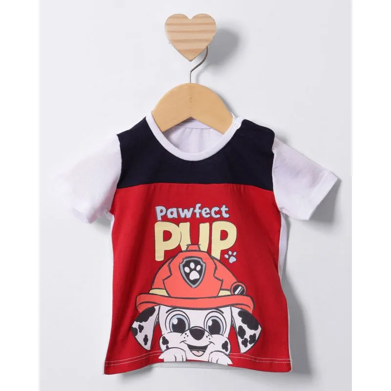 Camiseta Bebê Patrulha Canina Marshall Manga Curta Vermelha G
