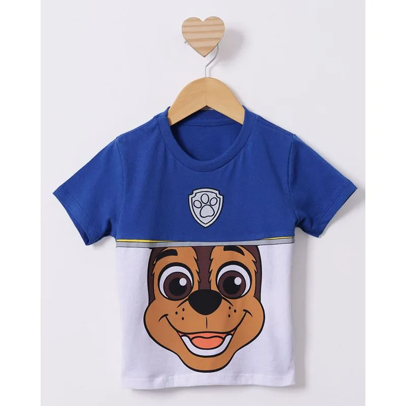 Camiseta Bebê Manga Curta Chase Patrulha Canina Azul 1