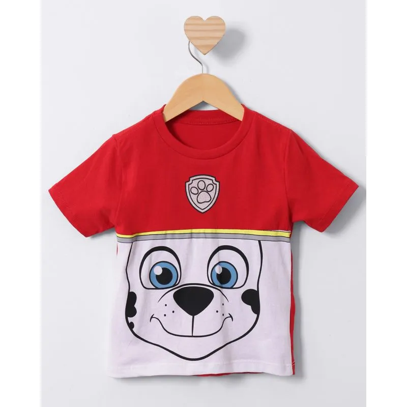 Camiseta Bebê Manga Curta Marshall Patrulha Canina Vermelha 2