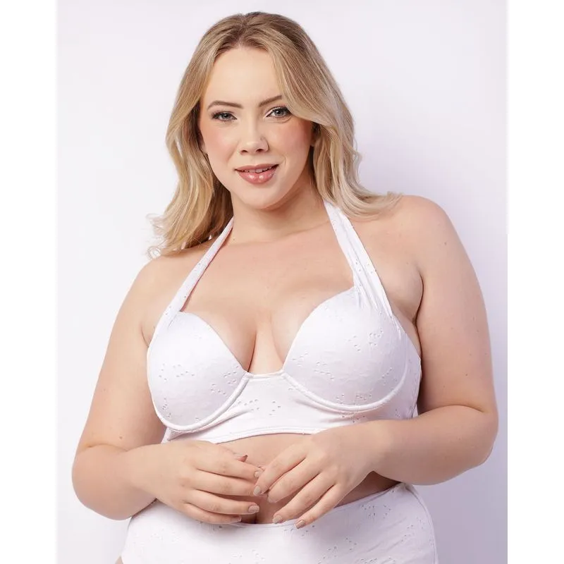 Top Biquíni Plus Size Avulso Laise Com Bojo Branco 48