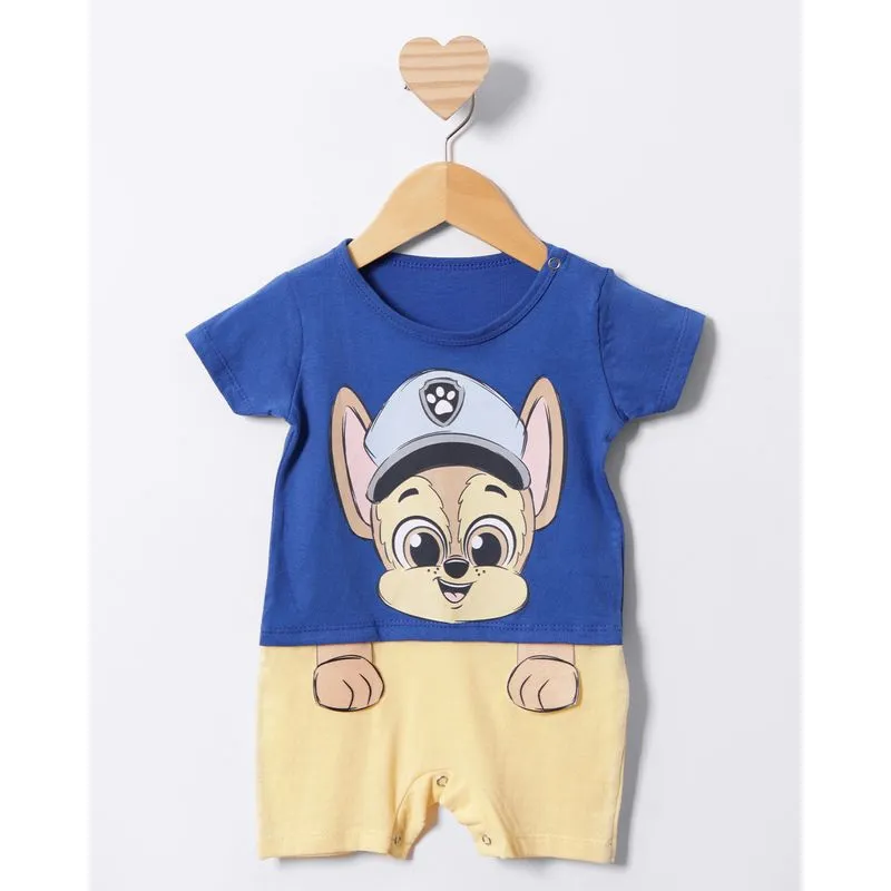 Macacão Bebê Chase Patrulha Canina Manga Curta Azul P